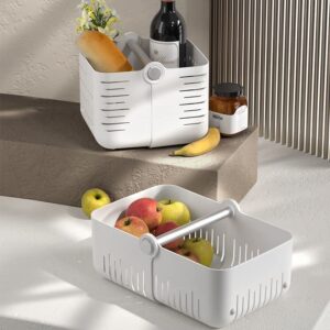 2pcs plastic storage basket, shower caddy organizer with handles storage tote bin box for bathroom, dorm, kitchen, bedroom (2pcs)