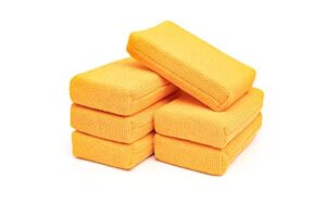 the rag company - the pearl microfiber detailing applicator sponges (6-pack) versatile detailing tool, excellent for applying wax, sealants, coatings and other automotive products, 3in x 5in, orange