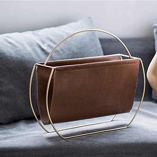 Magazine Newspaper Baskets Magazine Rack Newspaper Magazine Storage Rack Simple Iron Art Simple Bookshelf Creative Book Living Room Magazine Rack (Color : Brown, Size : 464012cm)