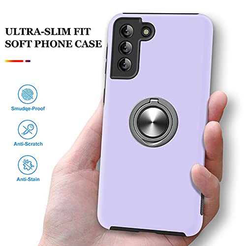 JAME for Samsung Galaxy S21 Plus Case [NOT for S21 or S21 Ultra], Slim Soft Bumper Protective Case for Samsung S21 + Case, with Invisible Ring Holder Kickstand for Galaxy S21 Plus Case, Purple