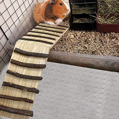 kathson Rabbits Wood Bridge Guinea Pig Climbing Ladder Natural Ramp Ladder Rat Toy Cage Habitat Accessories for Bunny Hamsters Gerbils Mice Mouse Chinchilla Hedgehog Small Animal