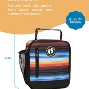 Hang Ten Basic Insulated Lunch Bag for School and Work, Thermal Reusable Office Lunch Box for Kids, Boys, Girls, Men, Women (Summer Sunset Stripes)