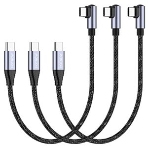 hotnow usb c to usb c cable right angle 1.5ft 3pack, pd 60w type c usb 2.0 fast charge cord compatible with samsung galaxy s21/s21+/s20+ ultra note 20, pixel 4/3 xl, macbook air ipad pro 2020