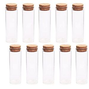 10pcs 60ml/2oz empty clear glass test tubes reagent bottle with cork stoppers for foods cosmetic candy tea powder liquid dispenser