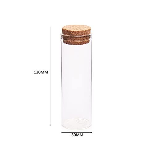 10PCS 60ml/2oz Empty Clear Glass Test Tubes Reagent Bottle with Cork Stoppers for Foods Cosmetic Candy Tea Powder Liquid Dispenser