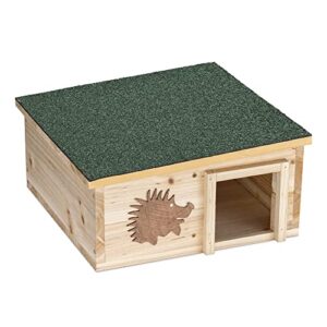 navaris wood hedgehog house - wooden hideout for hedgehogs - small animal shelter for hiding, sleeping, nesting, outdoors - pet play cage accessory