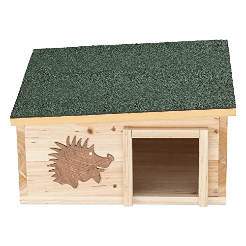 Navaris Wood Hedgehog House - Wooden Hideout for Hedgehogs - Small Animal Shelter for Hiding, Sleeping, Nesting, Outdoors - Pet Play Cage Accessory