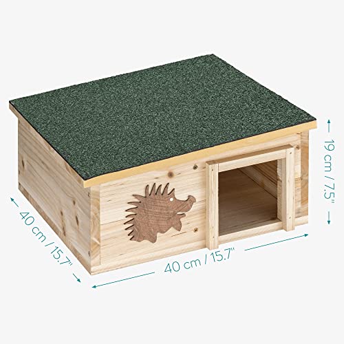 Navaris Wood Hedgehog House - Wooden Hideout for Hedgehogs - Small Animal Shelter for Hiding, Sleeping, Nesting, Outdoors - Pet Play Cage Accessory