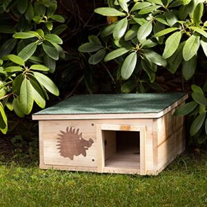 Navaris Wood Hedgehog House - Wooden Hideout for Hedgehogs - Small Animal Shelter for Hiding, Sleeping, Nesting, Outdoors - Pet Play Cage Accessory