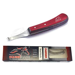 equine care razor edge hoof knife sharpened premium grade stainless steel passivated blade & sheet handle farrier tools (right hand)