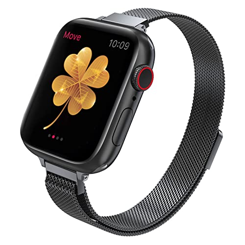 CTYBB for Apple Watch Band Series Ultra SE 8 7 6 5 4 3 2 1 38mm 40mm 41mm 42mm 44mm 45mm 49mm, Stainless Steel Slim & Thin Mesh Magnetic Clasp Strap Women and Girl Replacement Band for iWatch (41mm/40mm/38mm,Black)