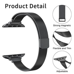 CTYBB for Apple Watch Band Series Ultra SE 8 7 6 5 4 3 2 1 38mm 40mm 41mm 42mm 44mm 45mm 49mm, Stainless Steel Slim & Thin Mesh Magnetic Clasp Strap Women and Girl Replacement Band for iWatch (41mm/40mm/38mm,Black)