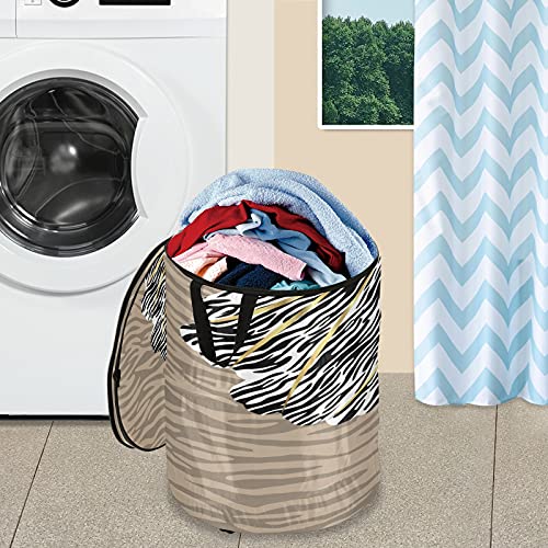 ALAZA 50 L Pop-up Laundry Hamper Basket with Lid and Handle, African Woman with Zebra Print Hair Collapsible Cloth Hamper