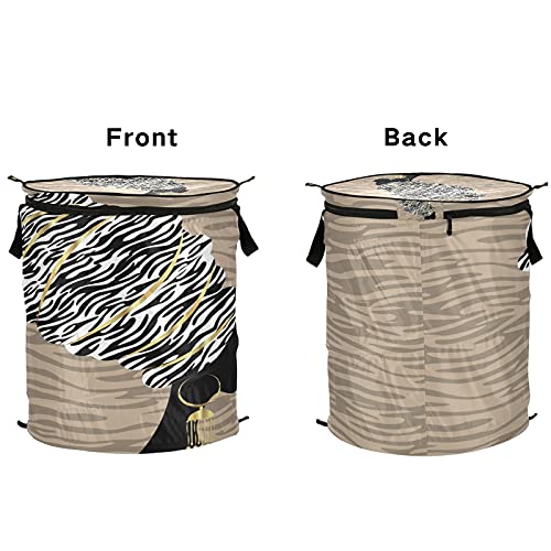 ALAZA 50 L Pop-up Laundry Hamper Basket with Lid and Handle, African Woman with Zebra Print Hair Collapsible Cloth Hamper