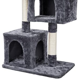 Yaheetech 33.5in Cat Tree Tower for Indoor Cats w/2 Cozy Plush Condos, Oversized Perch & Sisal Scratching Posts, Stable Cat Stand House for Large Cats & Pets