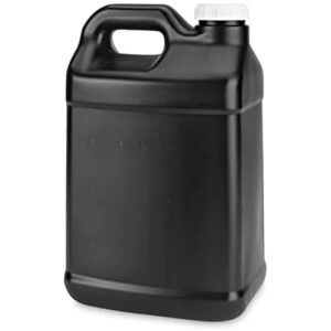 csbd f-style black plastic jug with child resistant lid, 1 pack, storage containers with ergonomic handle, hdpe construction for residential or commercial use (2.5 gallon, black)
