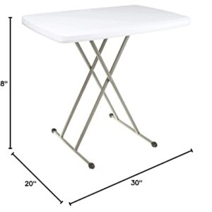 Lavish Home Folding 19-28-inch Adjustable Height, Indoor/Outdoor TV Tray , Lightweight Dinner Table with X Legs and Hard Plastic Top, 19"-28", White