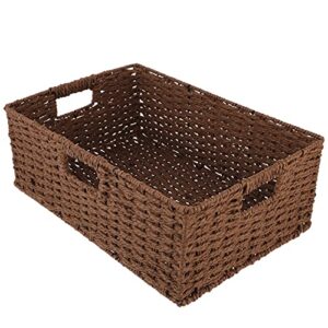 besportble rattan storage basket water hyacinth storage baskets rectangular wicker baskets with built- in handles natural wicker storage basket bins for home organization coffee shelf organizer