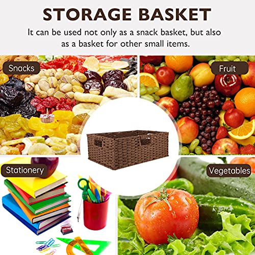 BESPORTBLE Rattan Storage Basket Water Hyacinth Storage Baskets Rectangular Wicker Baskets with Built- in Handles Natural Wicker Storage Basket Bins for Home Organization Coffee Shelf Organizer