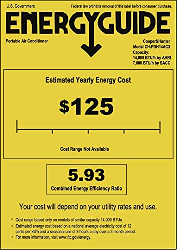 Cooper & Hunter 14,000 BTU 115V Dual Hose Heat Pump Portable Air Conditioner and Heater Including Remote Controller