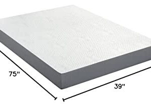 PrimaSleep 7 Inch Gel Infused Superior high-Density Memory Foam Mattress, CertiPUR-US® Certified, Gray, Twin