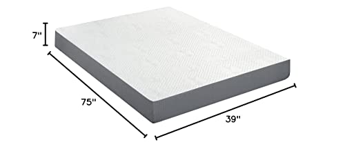 PrimaSleep 7 Inch Gel Infused Superior high-Density Memory Foam Mattress, CertiPUR-US® Certified, Gray, Twin