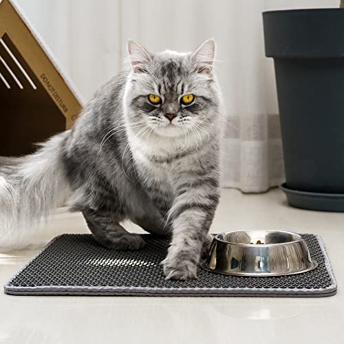 Conlun Cat Litter Mat Kitty Litter Trapping Mat 18” x17” Honeycomb Double Layer, Urine Waterproof, Easier to Clean, Litter Box Mat Scatter Control, Less Waste, Soft on Paws, Non-Slip
