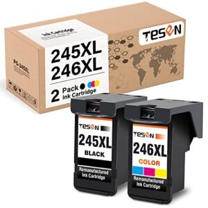 tesen pg245xl cl246xl remanufactured ink cartridge replacement for canon pg-245 xl cl-246 xl use with canon pixma mx492 mx490 mg2420 mg2520 ip2820 ts202 ts3120 printer (2 pack, 1black+1color, combo)