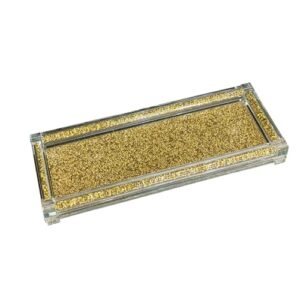 1one made for you crystal crushed diamond tray to sparkle your home,serving or multipurpose-home decor bling (gold)