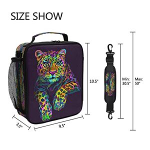 AUUXVA Leopard Jaguar Animals Kids Lunch Bags for Girls Boys Insulated Lunch Box Thermal Lunchbox Tote Bag with Adjustable Strap Leakproof Durable Lunch Cooler for Children Women School Work