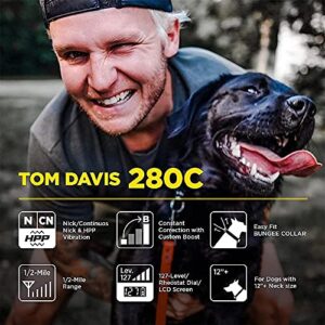 Dogtra E-Collar Tom Davis 280C Dog Training Collar with Remote Boost N’ Bungee Vibration Waterproof ecollar for Dogs 127-Level 1/2-Mile Range