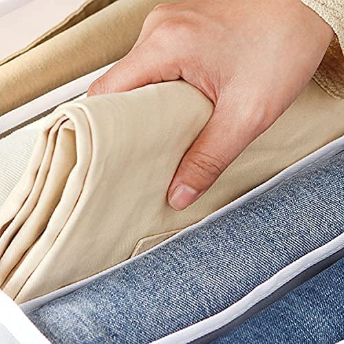 Rayeeley 2Pcs Wardrobe Clothes Compartment Organizer, Foldable Closet Drawer Organizers Jeans Drawer Dividers Organizers Clothes Mesh Separation Box for Thin Jeans Legging T-Shirt Kids Clothes(White)