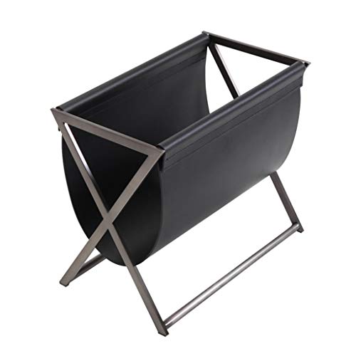 Magazine Newspaper Baskets Magazine Rack Newspaper Magazine Storage Rack Metal Leather Art Modern Living Room Magazine Rack Storage Rack (Color : Black, Size : 5029.543cm)