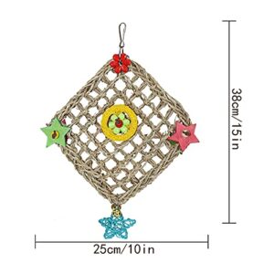 通用 XH Bird Parrot Toys,Bird Foraging Wall Toy with Hanging Hook, Seagrass Woven Mat with Colorful Wooden Blocks,Suitable for Lovebirds, Budgerigars, Conure, Cockatiel