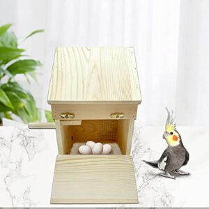 Hamiledyi Parakeet Nesting Box Birds Breeding Wooden Box Parrot Wood House Coconut Fiber Bedding Material Warm Bell Toy Cage Accessories for Finch Cockatiel Lovebirds Aviary 3 Pcs