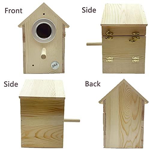 Hamiledyi Parakeet Nesting Box Birds Breeding Wooden Box Parrot Wood House Coconut Fiber Bedding Material Warm Bell Toy Cage Accessories for Finch Cockatiel Lovebirds Aviary 3 Pcs