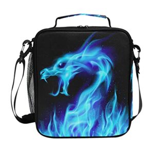 fire dragon kids lunch bags for girls boys insulated lunch box thermal lunchbox tote bag with adjustable strap leakproof durable lunch cooler for children women school work