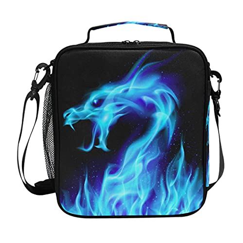 Fire Dragon Kids Lunch Bags for Girls Boys Insulated Lunch Box Thermal Lunchbox Tote Bag with Adjustable Strap Leakproof Durable Lunch Cooler for Children Women School Work