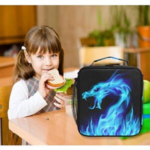 Fire Dragon Kids Lunch Bags for Girls Boys Insulated Lunch Box Thermal Lunchbox Tote Bag with Adjustable Strap Leakproof Durable Lunch Cooler for Children Women School Work