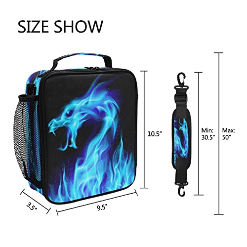 Fire Dragon Kids Lunch Bags for Girls Boys Insulated Lunch Box Thermal Lunchbox Tote Bag with Adjustable Strap Leakproof Durable Lunch Cooler for Children Women School Work