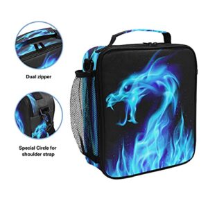 Fire Dragon Kids Lunch Bags for Girls Boys Insulated Lunch Box Thermal Lunchbox Tote Bag with Adjustable Strap Leakproof Durable Lunch Cooler for Children Women School Work