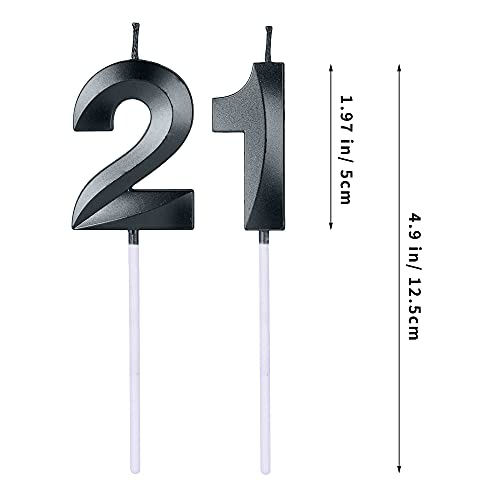 Black 21st & 12th Birthday Candles for Cakes, Number 21 12 1 2 Glitter Candle Cake Topper for Party Anniversary Wedding Celebration Decoration