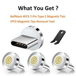 Boffdock 7-Pin Type C Magnetic Tips,4Pcs Magnetic Connector Tips Head for USB C Devices with 7 Contact Points Without USB Cord