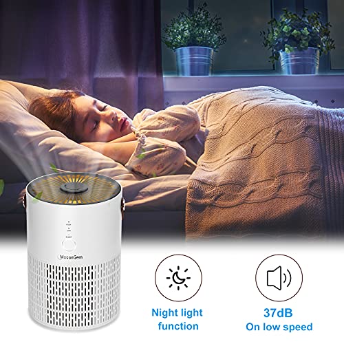 MooonGem Air Purifier Air Filter for Bedroom Home，Air Purifier with Fragrance Sponge for Better Sleep，Home Air Purifiers with Night Light