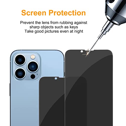 [2 Pack] iPhone 14/iPhone 13/iPhone 13 Pro Privacy Screen Protector Anti-Spy Tempered Glass Film 9H Hardness Upgrade Edge Protection Easy Installation Bubble Free [6.1 inch]