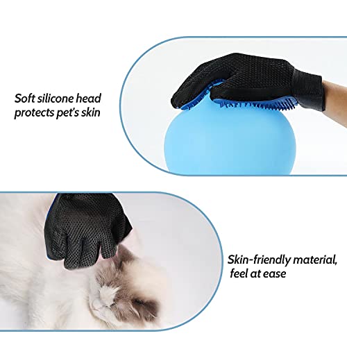 NYJUCL Shedding Gloves for Dogs & Cats, Pet Grooming Bathing Washing Hair Remover Brush Fur Mitts, for Cat Dog Horse Rabbit Animal, 1 Pair(One Size Fits All)