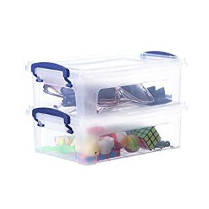 Superio Clear Storage Bins with Lids, Stackable Storage Box with Latches and Handles, Extra Small, 2 Pack 2 Quart