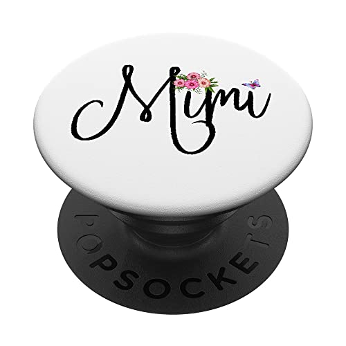 Mimi with Flowers & Butterfly Fun Grandmother Gift PopSockets Swappable PopGrip