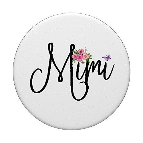 Mimi with Flowers & Butterfly Fun Grandmother Gift PopSockets Swappable PopGrip