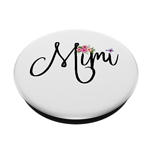 Mimi with Flowers & Butterfly Fun Grandmother Gift PopSockets Swappable PopGrip